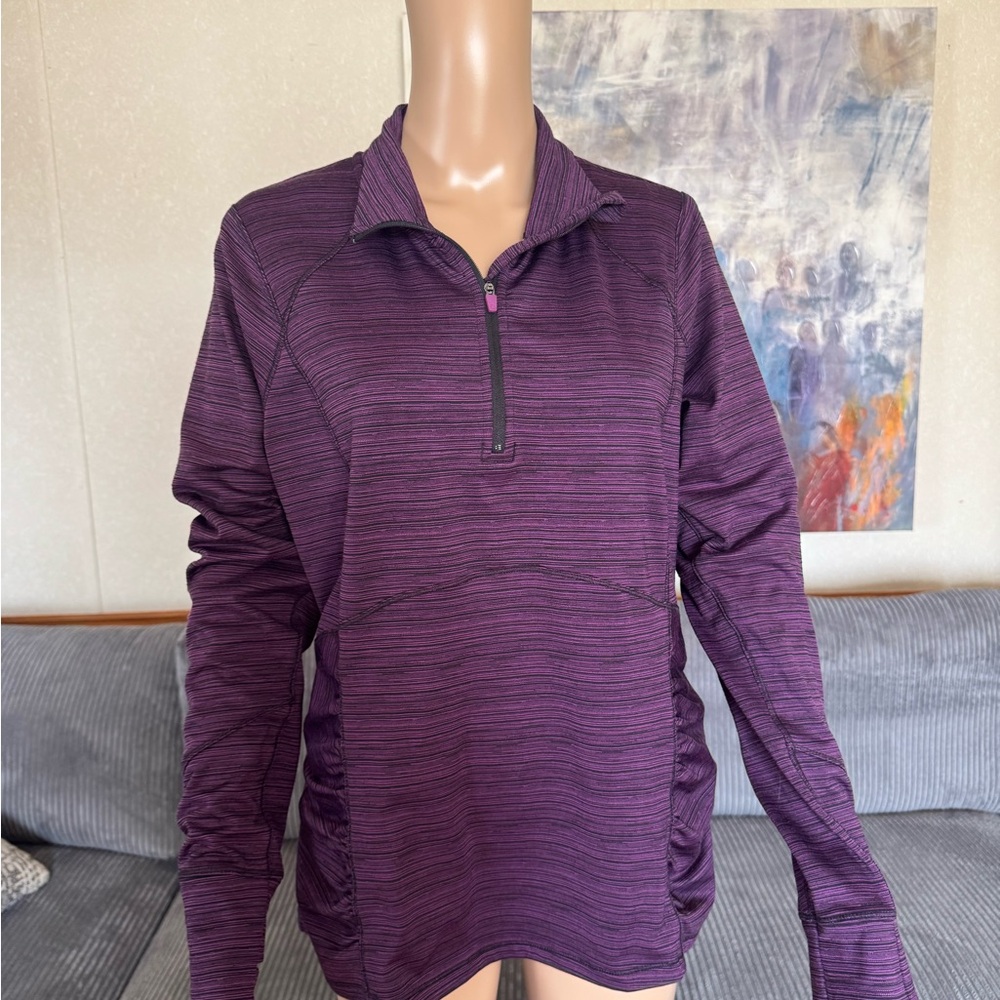 Women's Purple Striped Quarter-Zip Sweatshirt